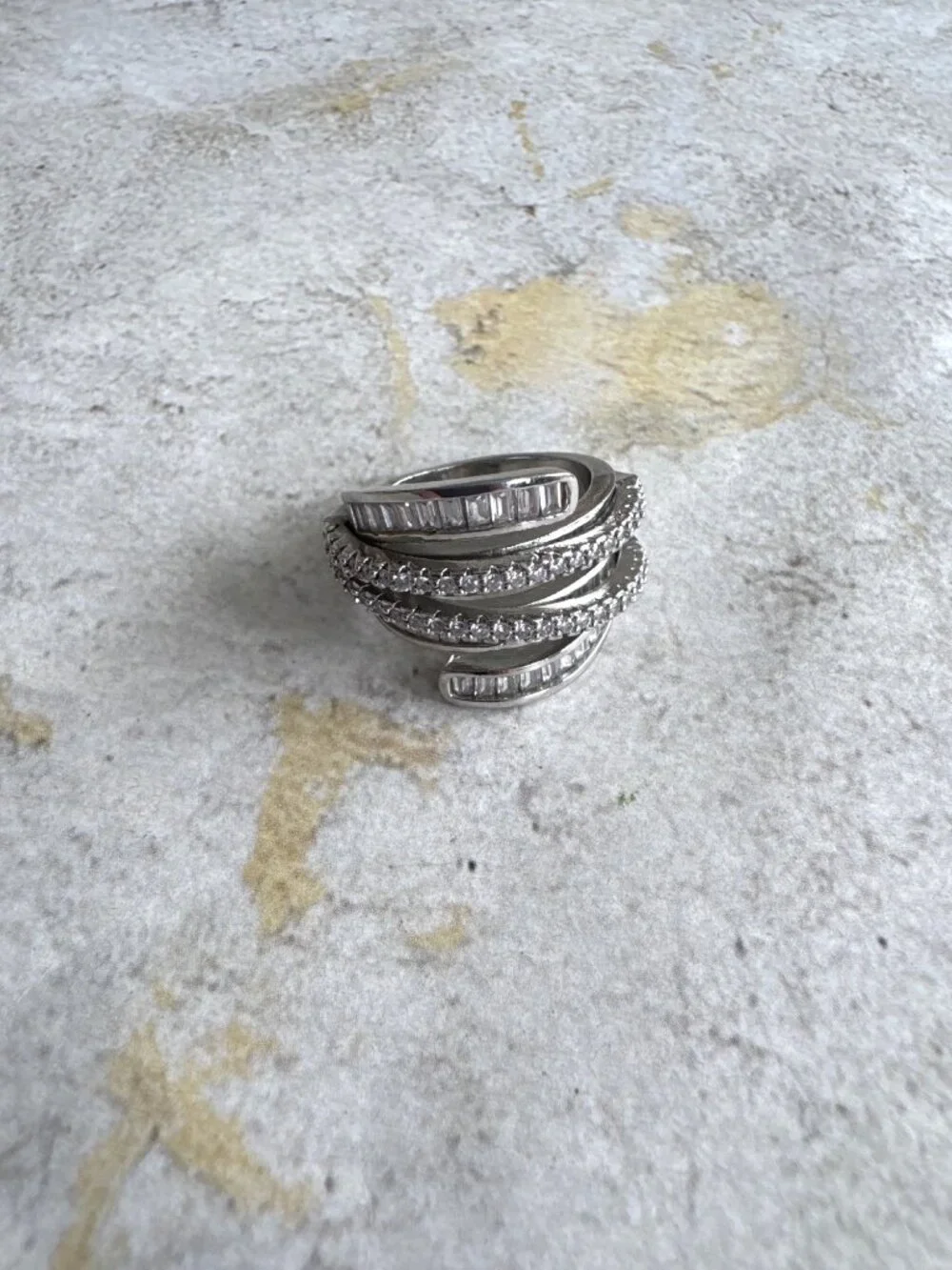 Multi Layer Winding Engagement Wedding Ring Sterling Silver S925 Size 7